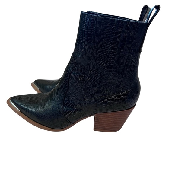 Arider Girl Black Croc Embossed Western Ankle Boots Size 9 - Picture 6 of 10